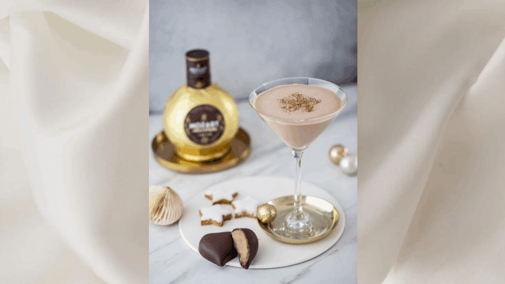 Festlicher Cocktail mit Keksen