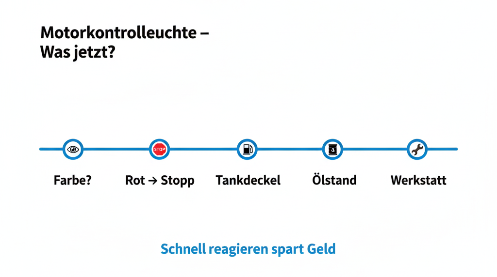 Die 5-Schritte-Checkliste zeigt Ihnen, wie Sie bei einer leuchtenden Motorkontrollleuchte schnell und richtig reagieren. Schnelles Handeln kann teure Folgeschäden verhindern.