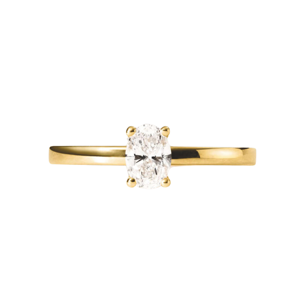 Oval: Ring Lilia mit ovalem Labgrown Diamond ab 0,30 ct. in 14K oder 18K Gelbgold